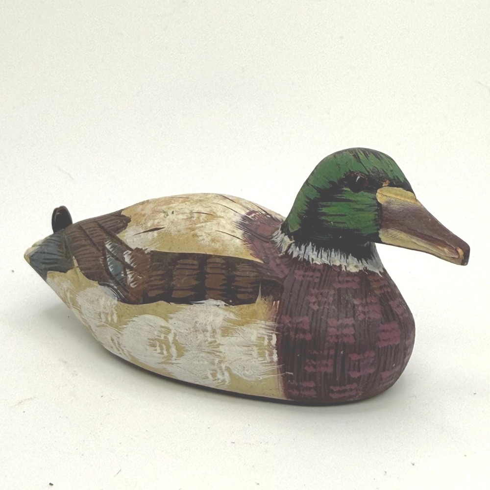 Unbranded Wooden Mallard‎ Duck Figurine Unisex Small Multicolor Good Folk Art